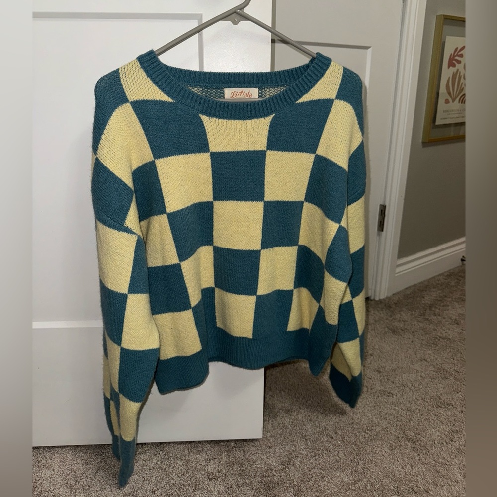 GREEN & BLUE CHECKERED SWEATER